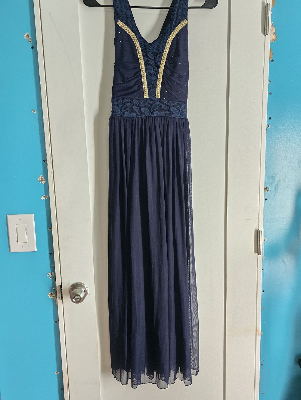 Navy V-Neck Maxi Dress